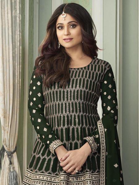 Myra Beautiful Green Georgette Embroidered Palazzo Suit For Girls Online