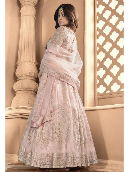 Myra Dusty Pink Butterfly Net Embroidered Anarkali Suit online