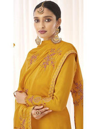 Thumbnail for Myra Yellow Georgette Embroidered Palazzo Suit