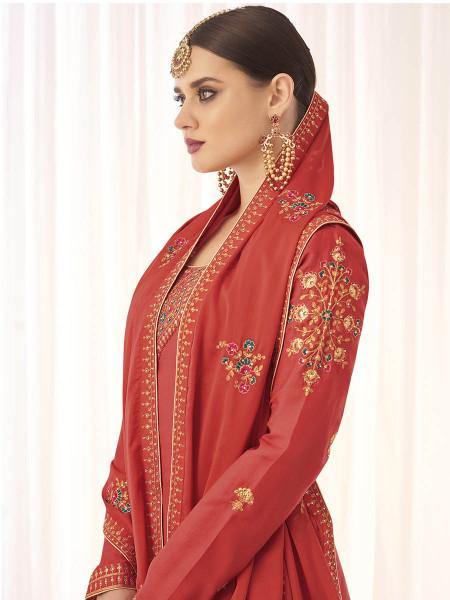 Myra Orange Georgette Embroidered Palazzo Suit online