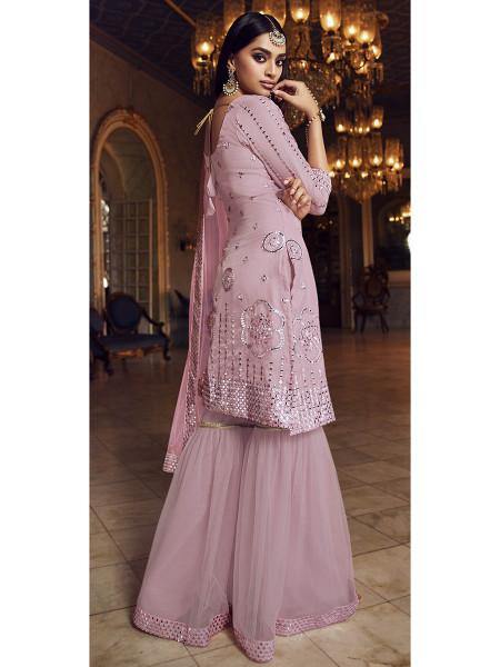 Baby Pink Heavy Embroidered Gharara Suit