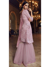 Thumbnail for Baby Pink Heavy Embroidered Gharara Suit