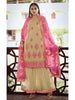 Myra Beige and Pink Heavy Embroidered Gharara Suit