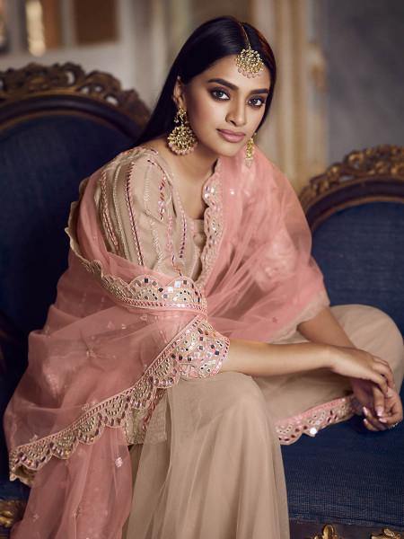 Myra Peach Heavy Embroidered Gharara Suit - Distacart
