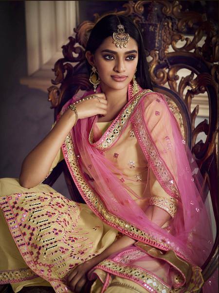 Myra Beige Heavy Embroidered Gharara Suit - Distacart