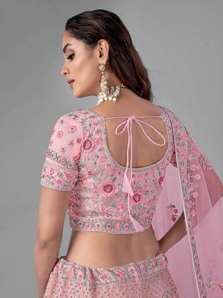 Myra Traditional Bridal Lehenga in Pink Heavy Embroidered Soft Net