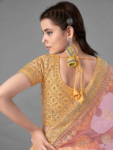 Latest Yellow Heavy Embroidered Art Silk Bridal Lehenga