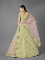 Thumbnail for Myra Pista Heavy Embroidered Art Silk bridal Lehenga - Distacart