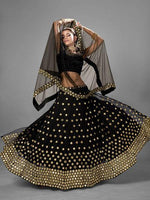 Thumbnail for Myra Black Heavy Embroidered Georggette bridal Lehenga - Distacart