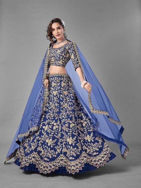Myra Blue Heavy Embroidered