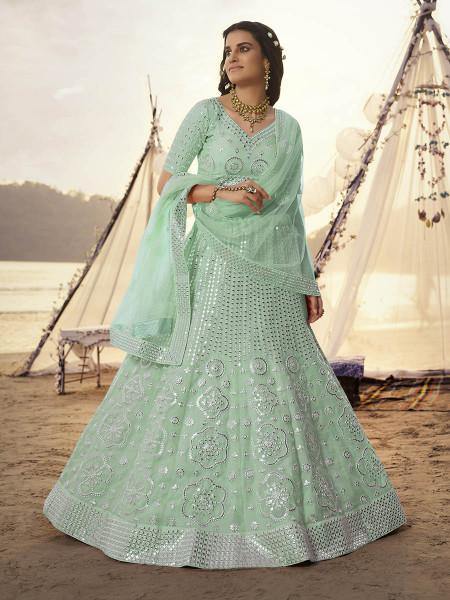 Myra Firoze Embroidered Organza bridal Lehenga - Distacart