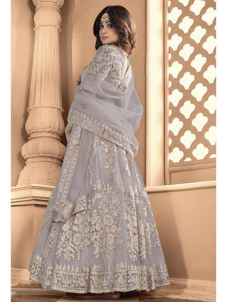 Myra Dusty Grey Heavy Embroidered Anarkali Suit online