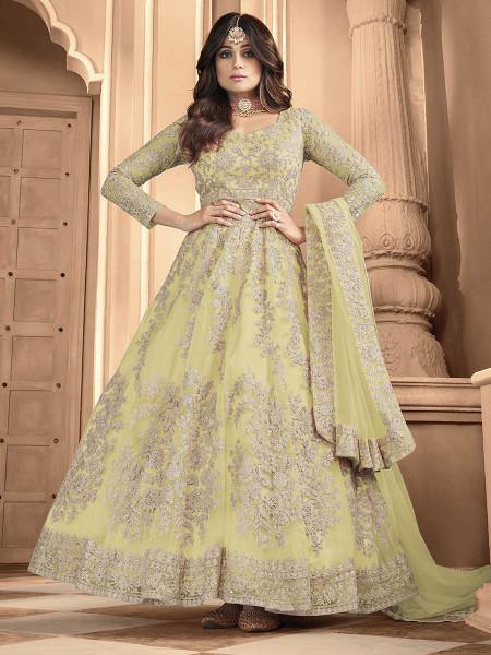 Myra Dusty Yellow Heavy Embroidered Anarkali Suit