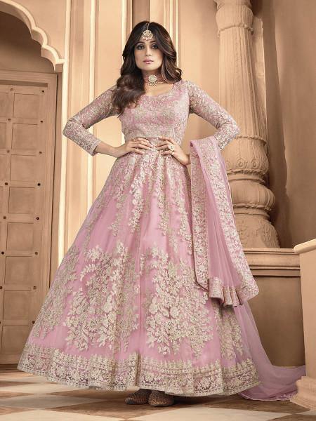 Myra Dusty Pink Heavy Embroidered Anarkali Suit