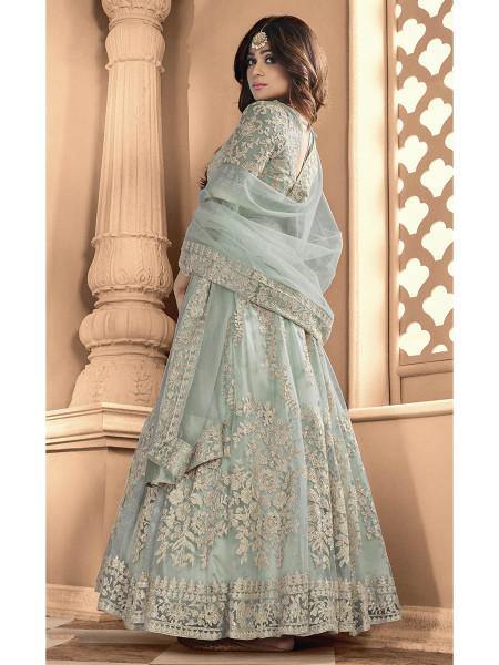 Myra Dusty Sea Blue Heavy Embroidered Anarkali Suit online