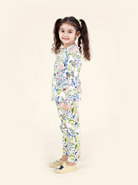 Thumbnail for Girls Multicoloured Blue Pack Of 2 Printed Night Suit - Mini Marvels - Distacart