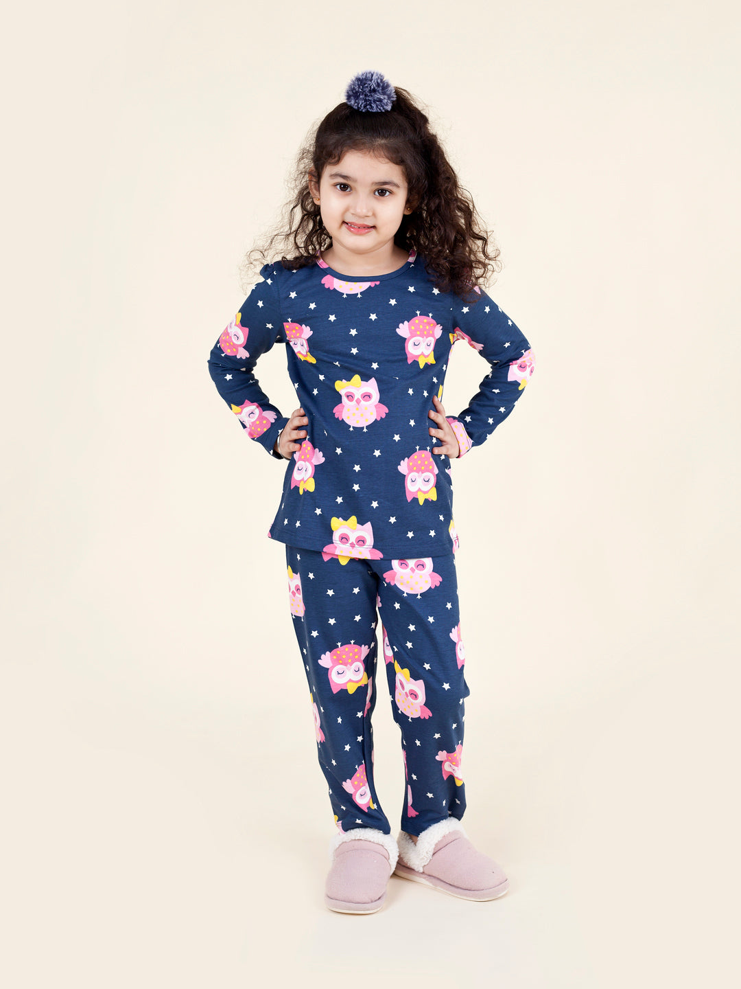 Girls Navy Blue Pink Pack Of 2 Night Suit - Mini Marvels - Distacart