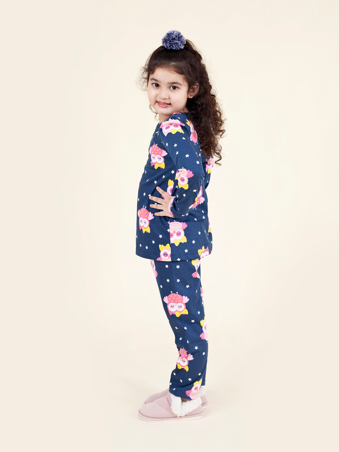 Girls Navy Blue Pink Pack Of 2 Night Suit - Mini Marvels - Distacart