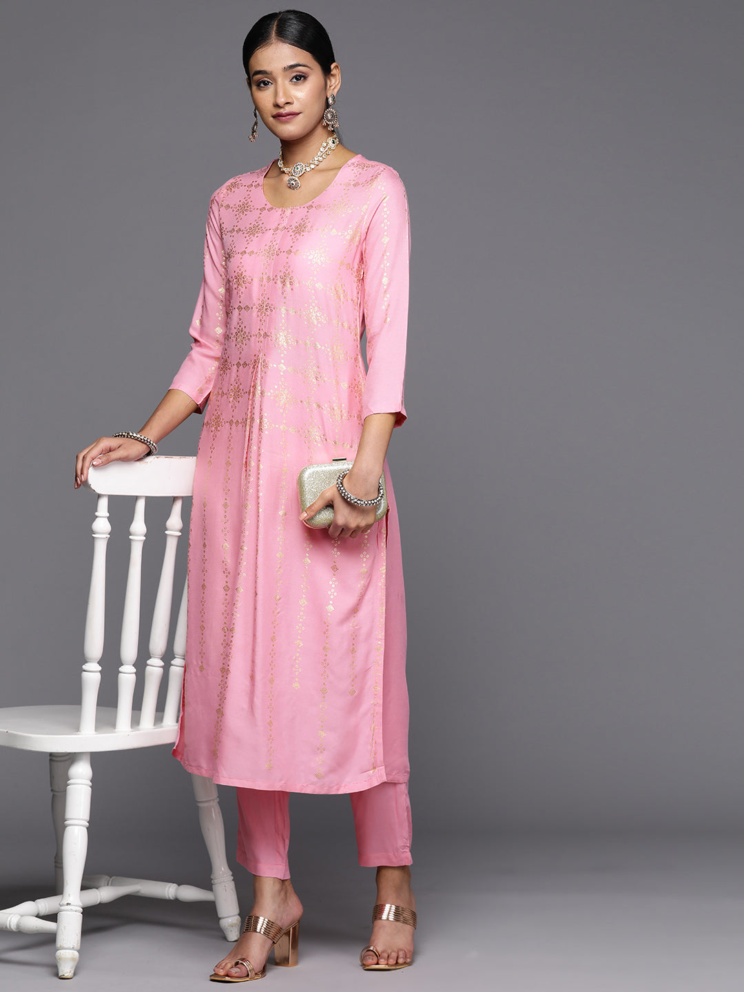 Biba Women Ethnic Motifs Printed Regular Kurta with Trousers - Distacart