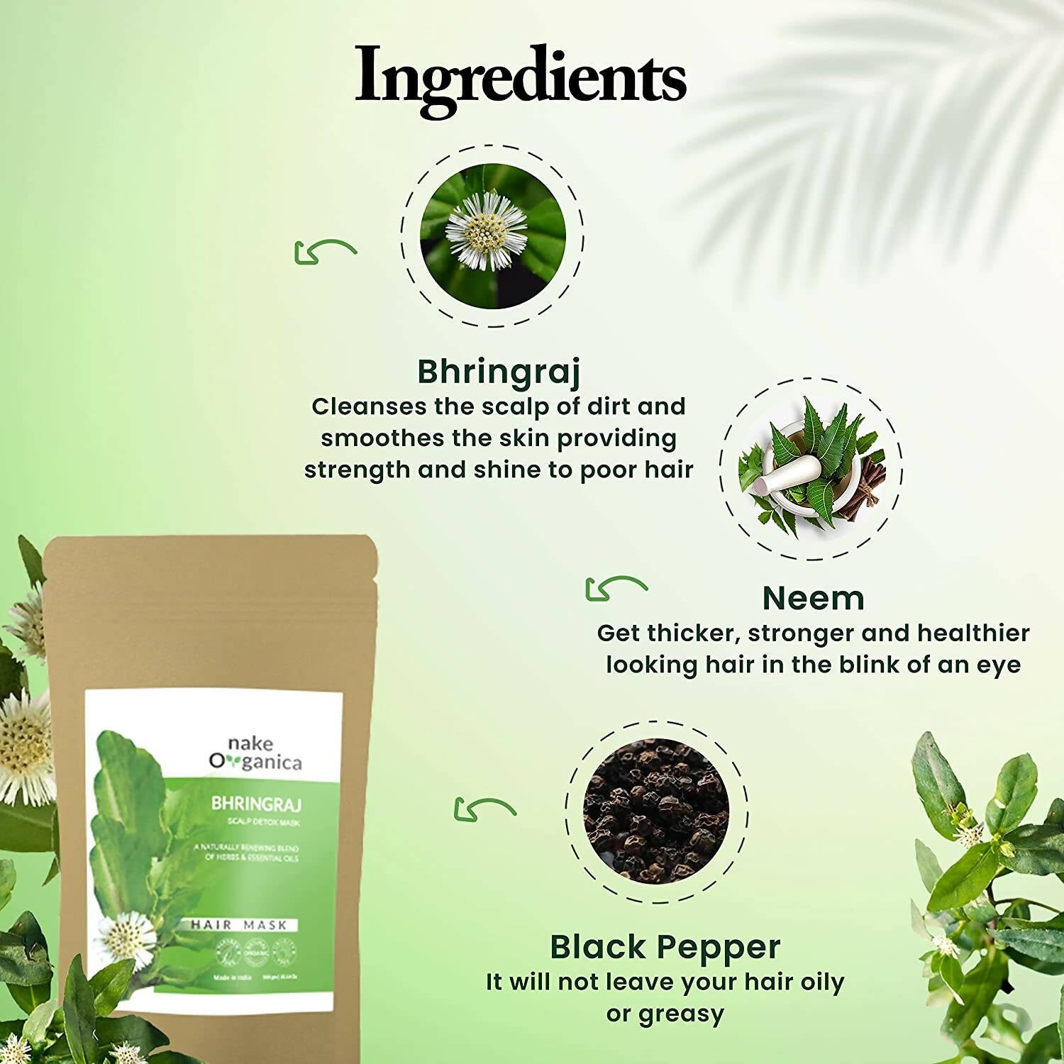 Nake Organica Bringraj Scalp Detox Hair Mask - Distacart