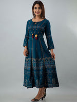 Thumbnail for Kalini Women Teal Ethnic Motifs Printed Anarkali Kurta - Distacart