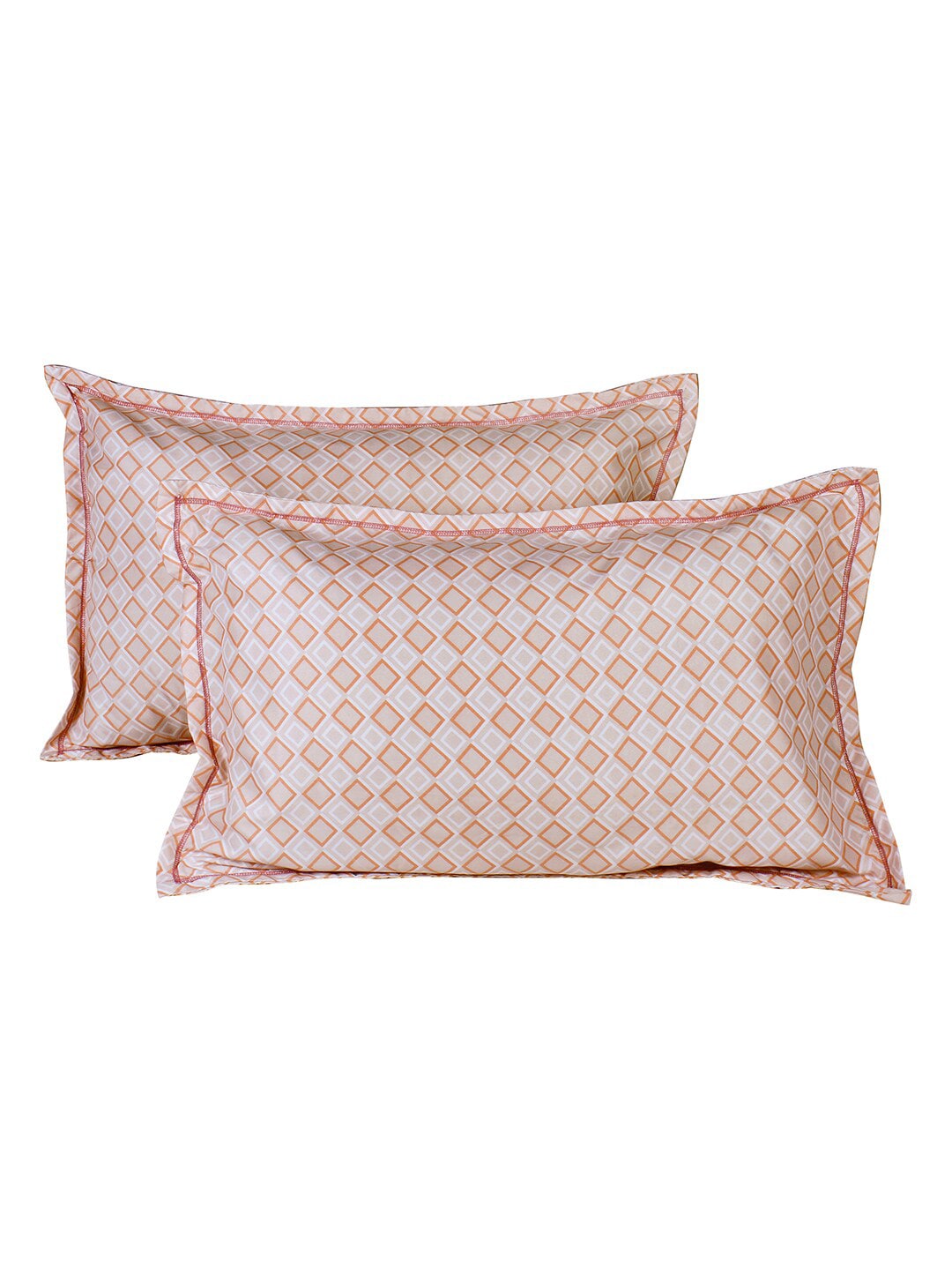 Story@home White & Peach-Coloured 180 TC Queen Bedsheet With 2 Pillow Covers - Distacart