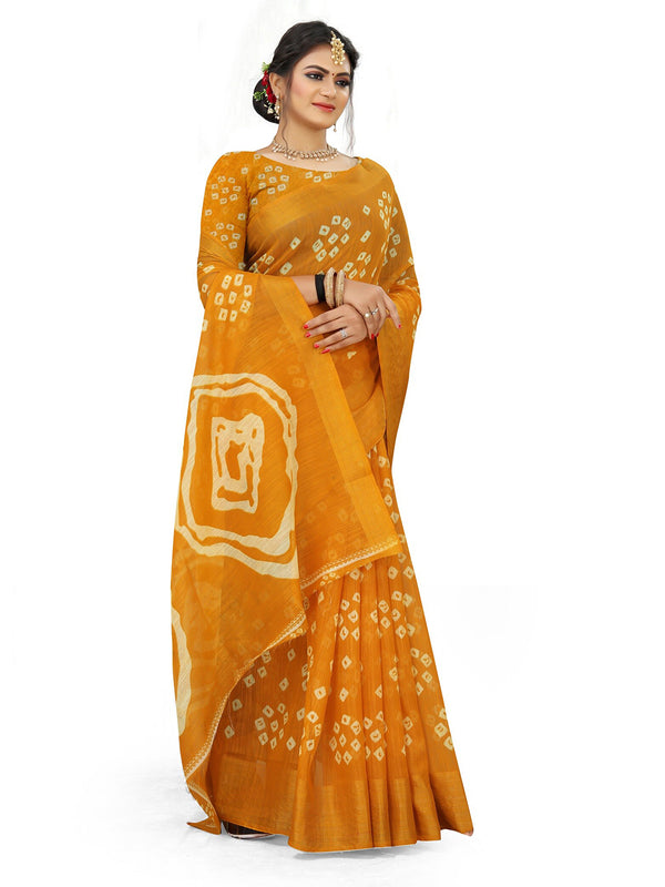 Kalini Bandhani Zari Art Silk Half and Half Mysore Silk Saree - Distacart