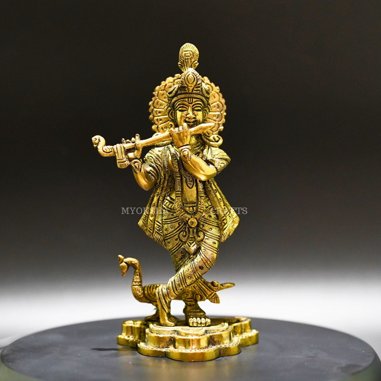 Divine Grace: Krishna Standing Brass Idol - Bringing the Spiritual Presence of Krishna - 1