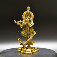 Thumbnail for Divine Grace: Krishna Standing Brass Idol - Bringing the Spiritual Presence of Krishna - 1