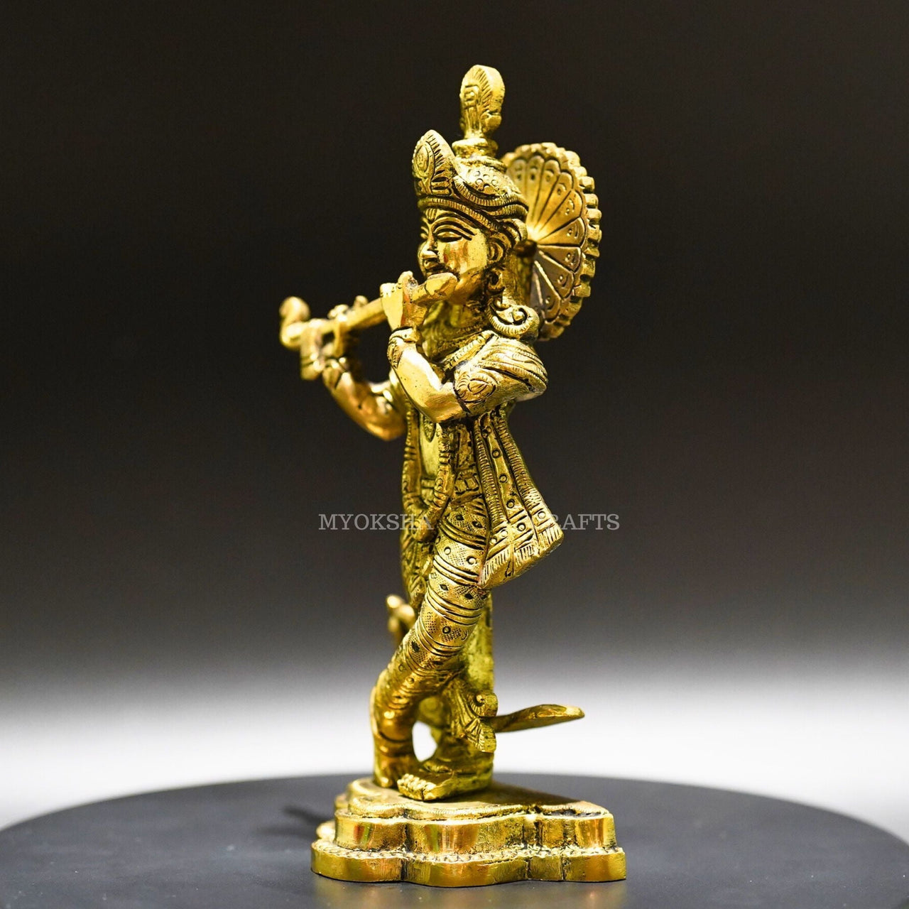 Divine Grace: Krishna Standing Brass Idol - Bringing the Spiritual Presence of Krishna - 3