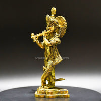 Thumbnail for Divine Grace: Krishna Standing Brass Idol - Bringing the Spiritual Presence of Krishna - 3