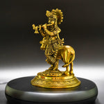 Thumbnail for Gopala Krishna with Cow Brass Idol - Embrace Divine Abundance - 4