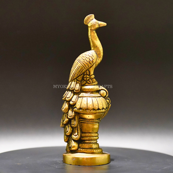 Brass Peacock Idol - Sacred Symbol of Beauty and Grace - 1