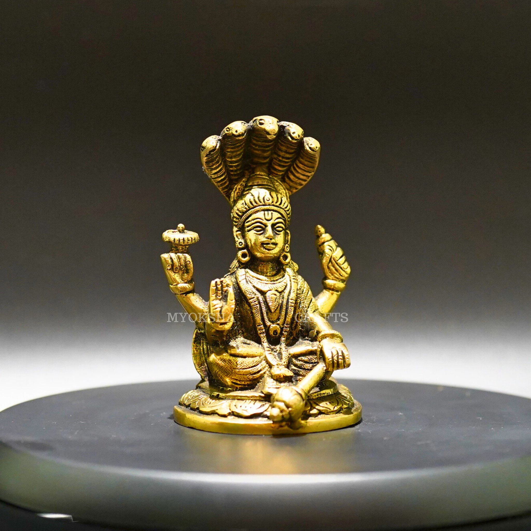 Brass Vishnu with Seshnag - Divine Protector and Sustainer of the Universe - 1