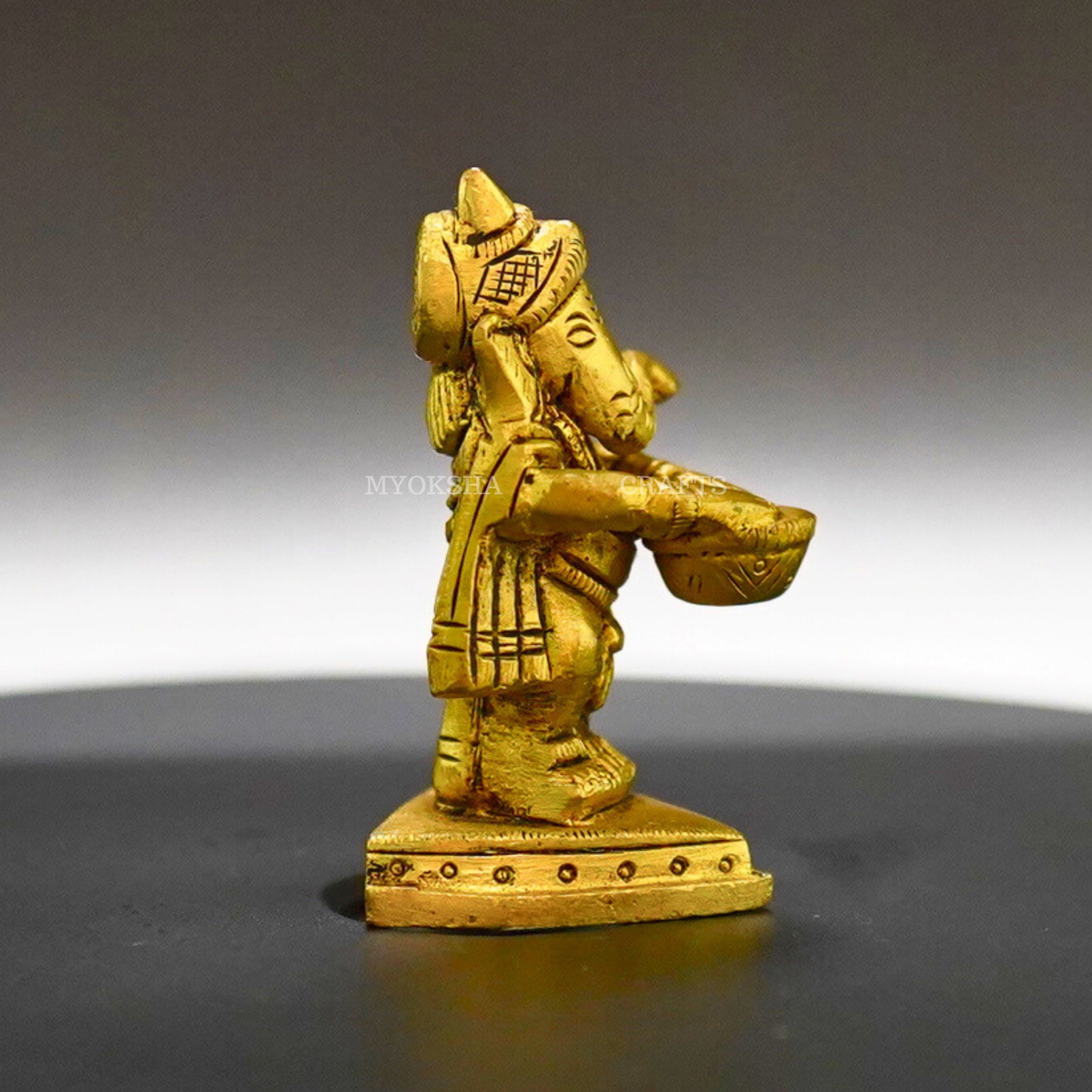 Ganesha Playing Drums Brass Idol – Perfect for Devotees - 2