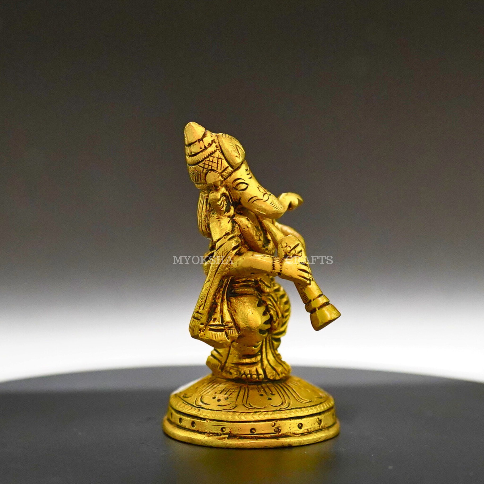Ganesha Playing Shehnai Brass Idol - Invoking Prosperity and Harmony in Your Home - 2