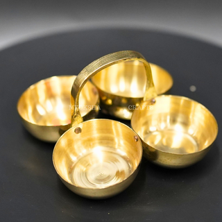 Brass Chowmukh Haldi Kumkum Holder: A Touch of Tradition for Homes - 1