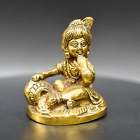 Thumbnail for Brass Mukhan Krishna Idol: A Divine Delight - 1