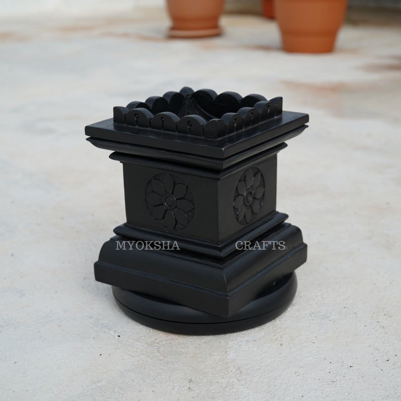 Tulsi Pot made of Black Stone (Krishnashila) - 1