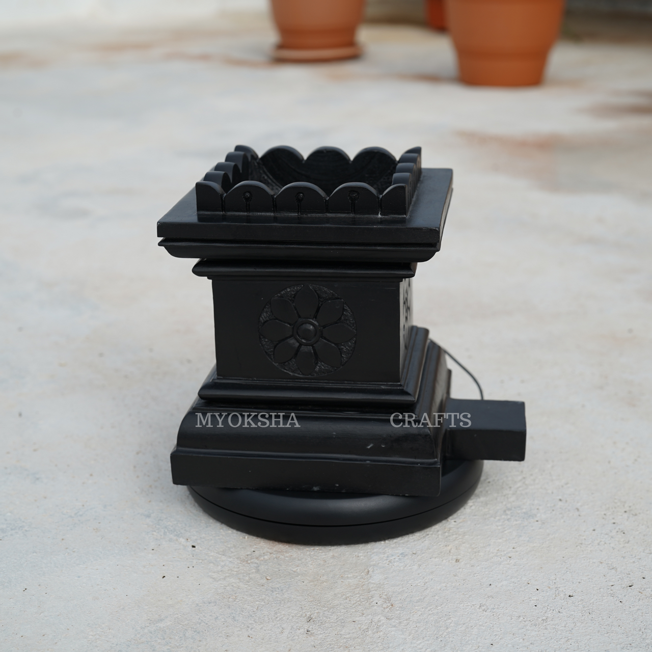 Tulsi Pot made of Black Stone (Krishnashila) - 2
