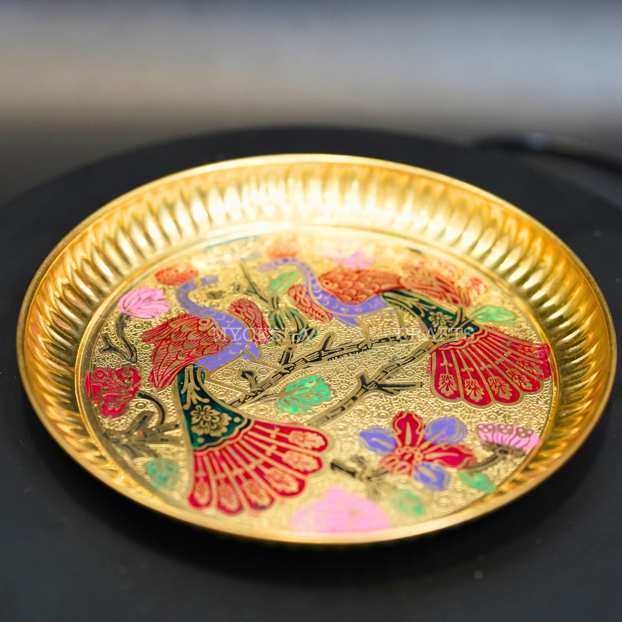 Brass Peacock Design Plate - 1