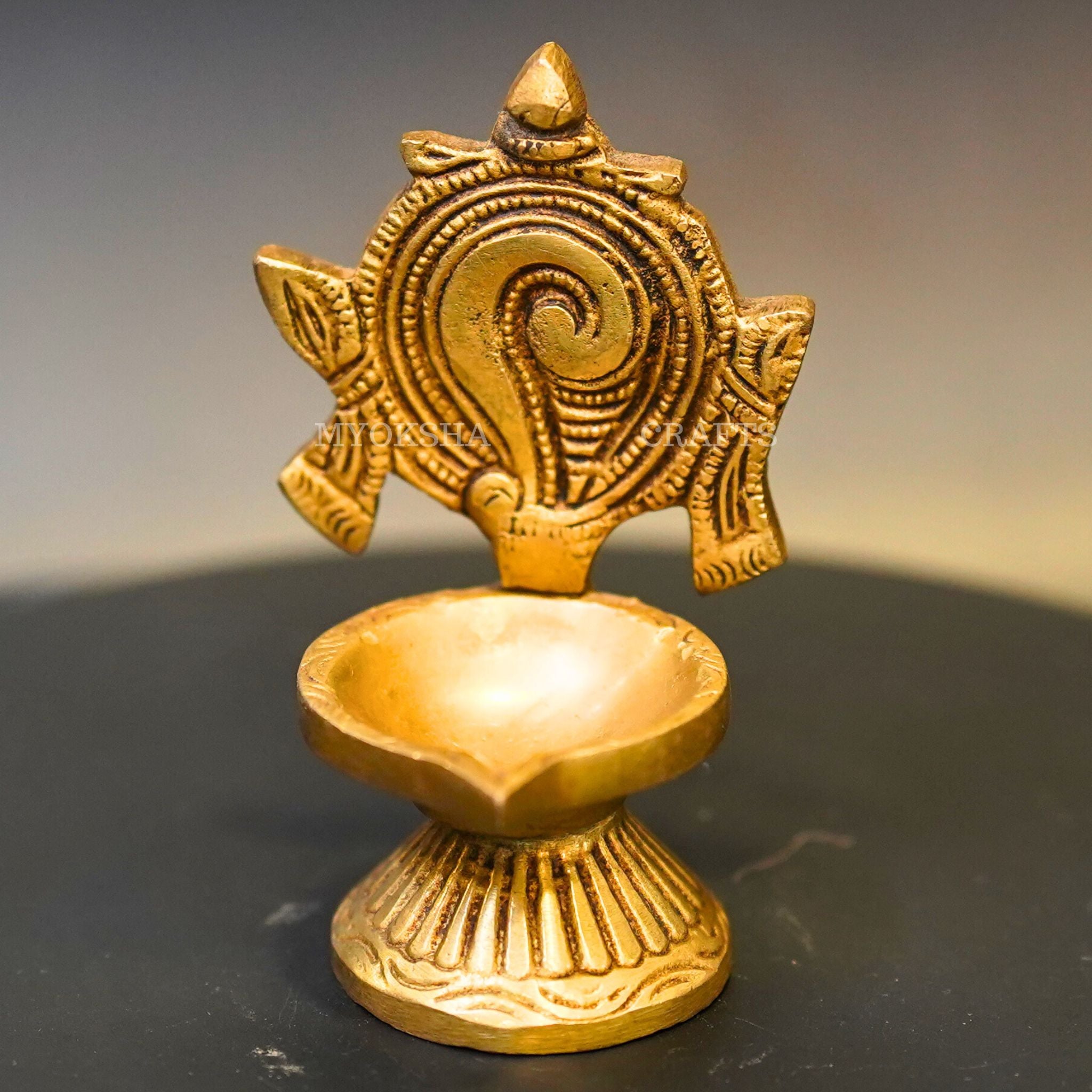 Brass Shankh Diya - 1