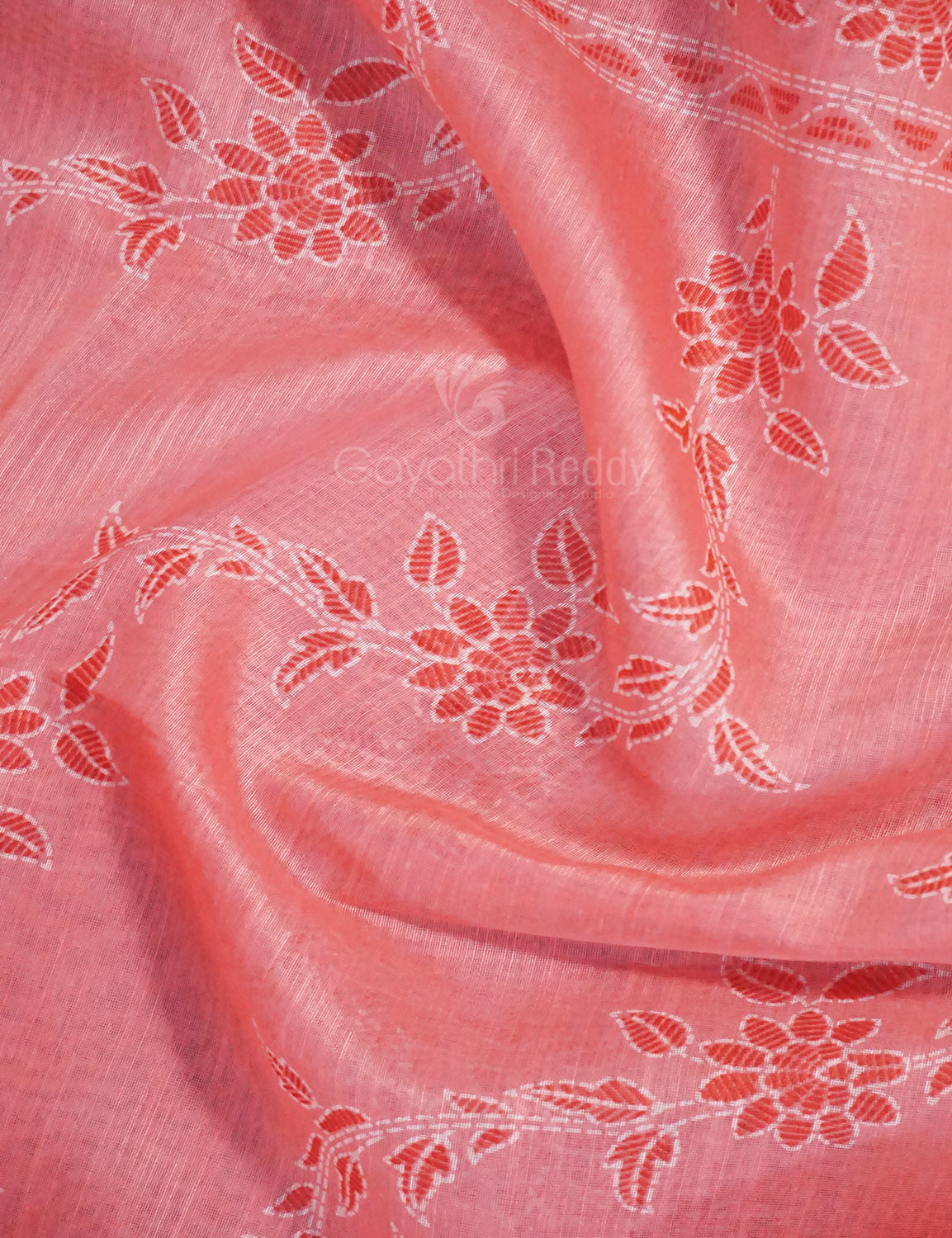 Shades of Light Peach Colour Floral Print Semi Chanderi Saree By Gayathri Reddy Designer Studio - Distacart