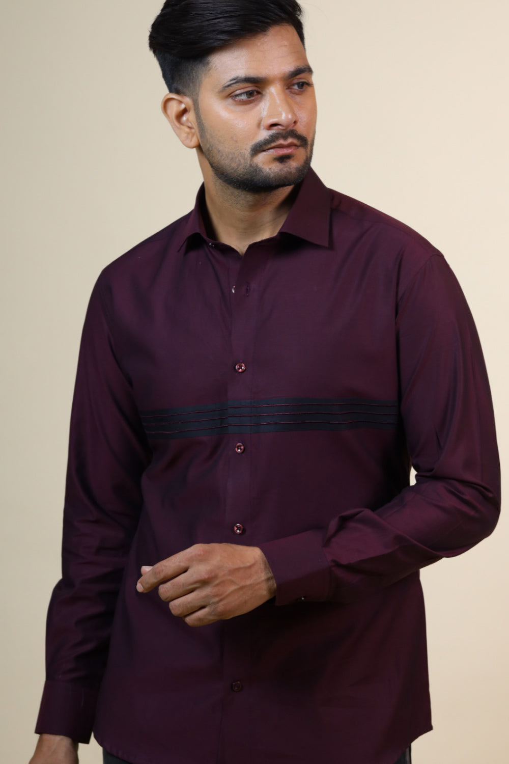 Mauvais Burgundy Designer Men's Shirt by Hilo Designs - Distacart