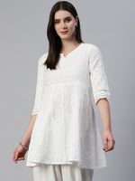 Thumbnail for Kalini Floral Embroidered Chikankari Cotton Kurta - Distacart