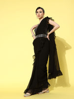Thumbnail for Mitera Sequinned Pure Georgette Belted Saree - Distacart