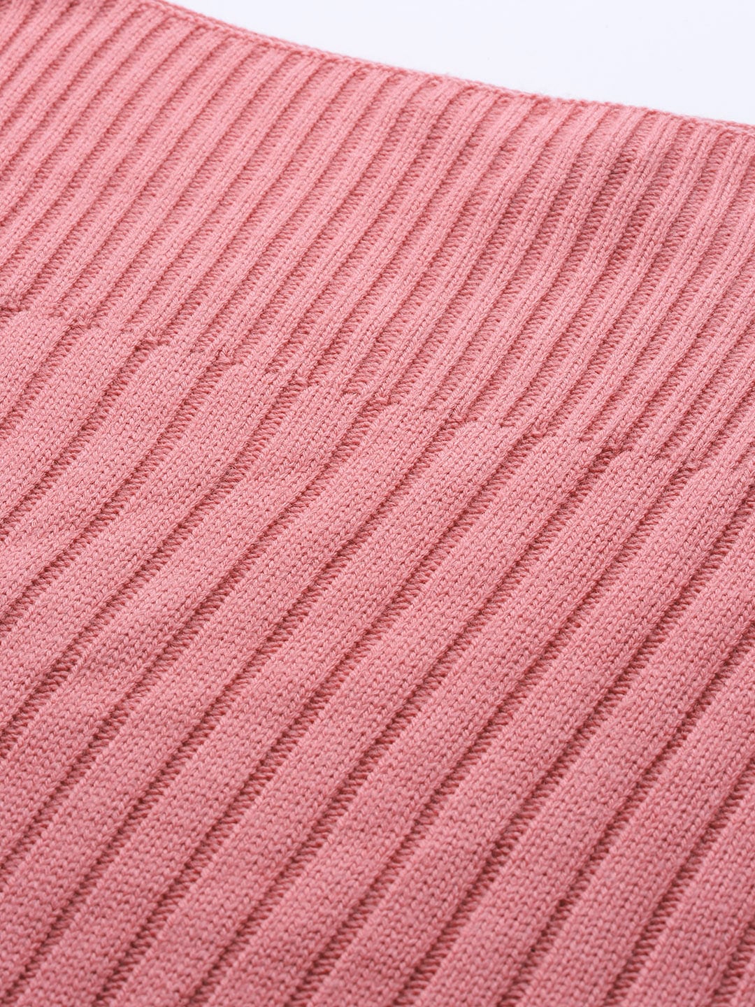 Sangria Pink Self-Striped Straight Winter Kurta - Distacart