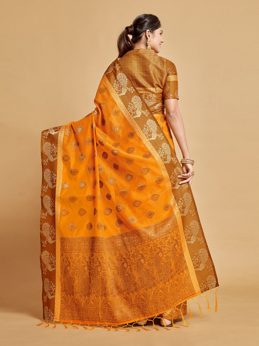Sangria Ethnic Motifs Woven Design Art Silk Banarasi Saree - Distacart
