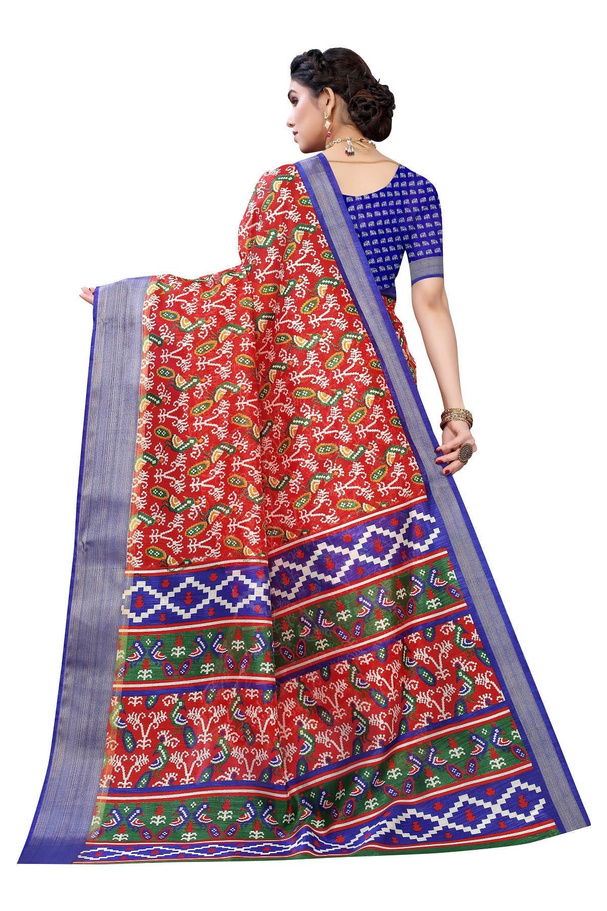 Vamika Red Linen Jari Border Saree - Distacart