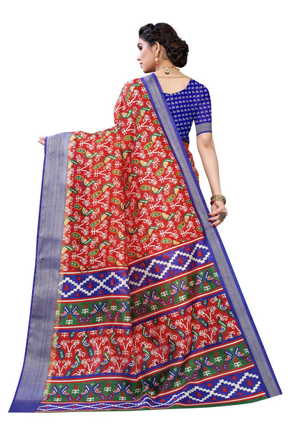 Vamika Red Linen Jari Border Saree - Distacart